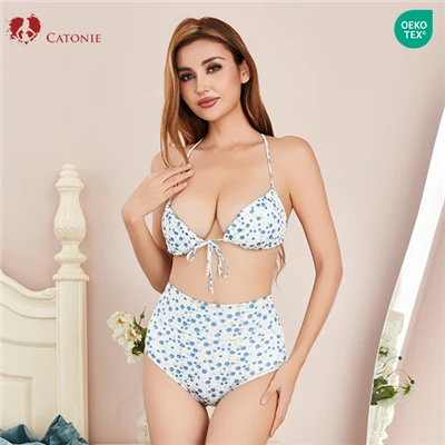 Blue Floral Bathing Suit